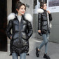 Women Thickened Bright Bread Down Parka Coat Loose Pink Silver Hooded