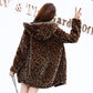 Windbreaker Large size Woolen coat Autumn Winter Large Size Woman's clothing Long Sleeve Leopard
