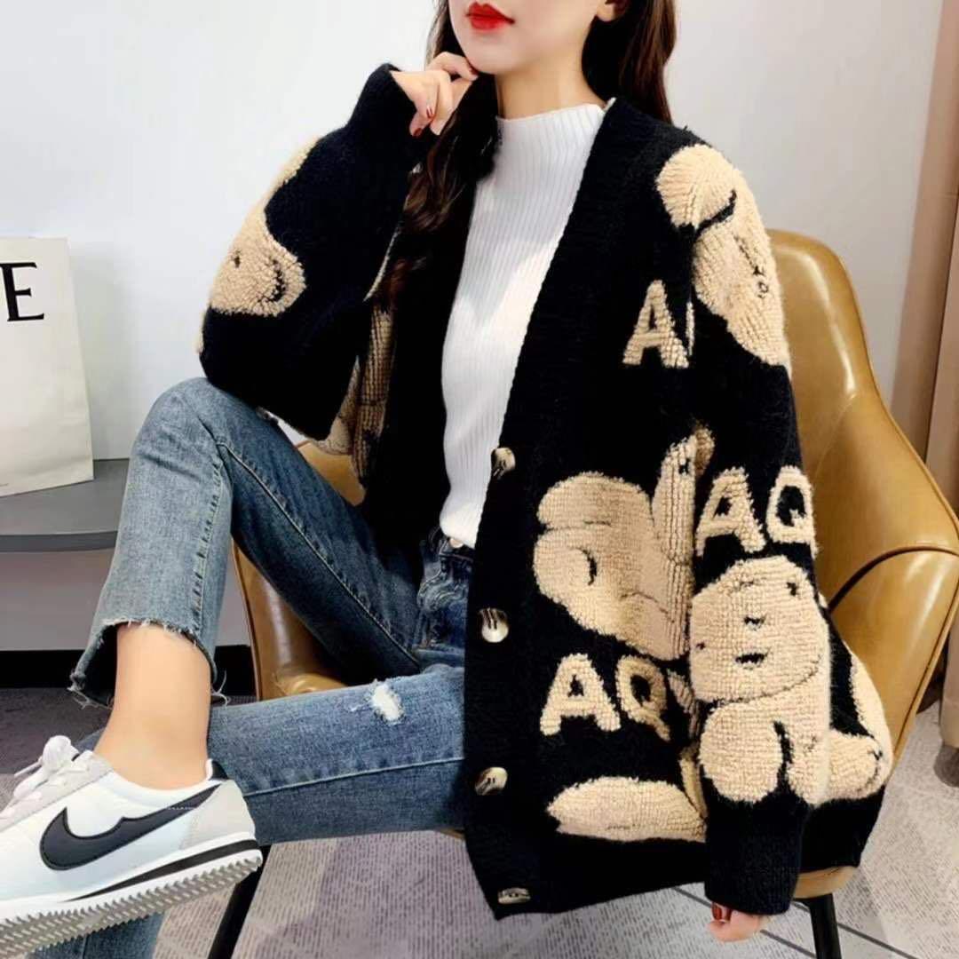 Christmas Women's Sweater Coat Winter Loose Fashion Knitted Cardigan Thickening Women's Jacket