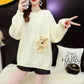 Cute Style Design Sense Bear Sweater Women's Pullover Loose Knitwear Tide Autumn Long-sleeved Pocket Blouse