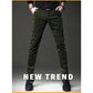Men's Autumn and Winter Corduroy Casual Pants Slim-fit Pants with Small Feet Male Straight-leg Korean Style Trousers Business Streetwear Elastic Waist