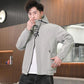 Spring and Autumn Men's Jacket Hooded Coat Colorblock Printing Top Trend Simple Bomber Jacket Zipper Sportwear