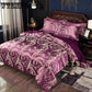 Silk Satin Jacquard Bedding Set Bed Sheet Pillowcase Duvet Cover Set Bed Linen Bedspread 4pcs