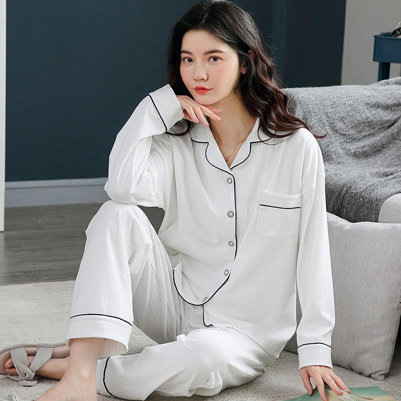 Can Be Worn Outside Home Clothes Cotton Pajamas Women's Spring and Autumn Long-sleeved Suit Plus Size Pajamas Summer Women's Thin Pajamas