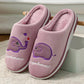 Women Winter Slippers Cute Elephant Embroidery Plus Size Cotton Shoes Men Home Indoor Casual Slippers Blue Pink Slippers Thick Fleece Warm Non Slip