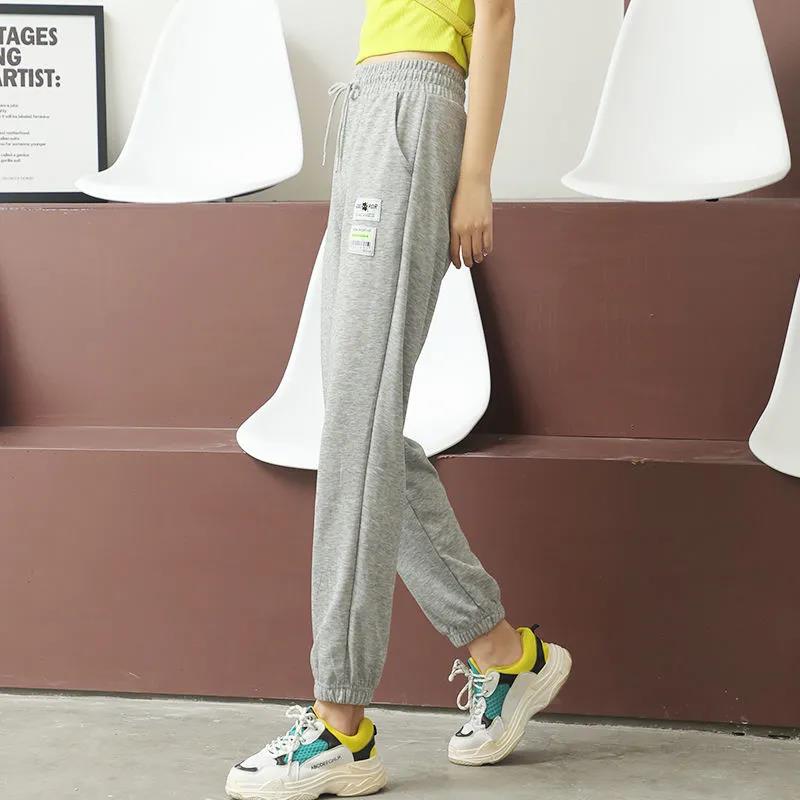 Sports Pants Women's Summer Models Can Not Afford The Ball Loose Wild Gray Beamed Straight Nine-point Pants Thin Sports Casual Pants