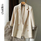 Leisure Suit Jacket Female Long Section of The Spring and Autumn Suit Slim British Style Double-breasted Suit Jacket Women's Casual Loose Coat