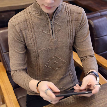 Youth Standing Collar Sweater Men's Knitwear Slim Sweater Casual Jacket