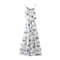 Fashion Sweet Beach Backless Dress Boho Long Floral Dress Women's Summer Camisole Dress Women