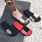 Size38-45 Summer Men Sandals Comfortable Non-slip PU Leather Letter Stripe Beach Slippers Casual Outdoor Slippers Drag Flip Flops