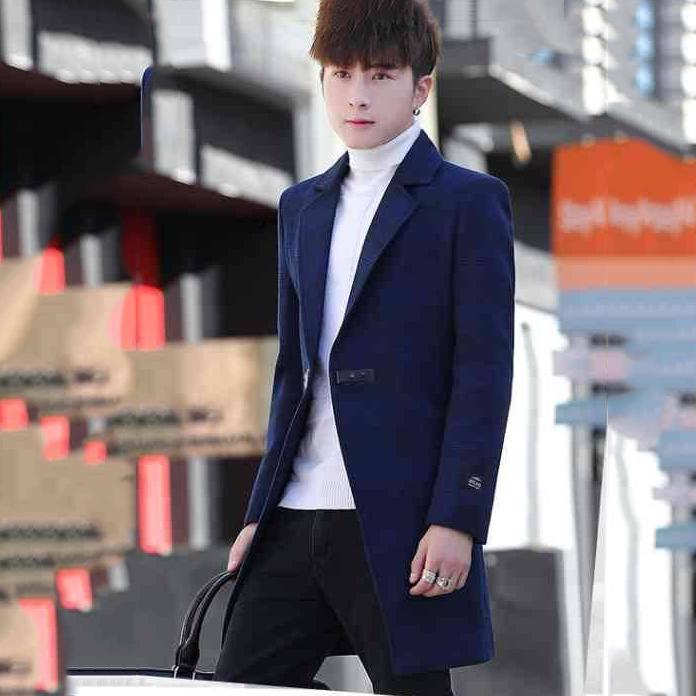 Men's Woolen Coat Long Windbreaker Man Jacket Overcoat for Male Casual Outwear Men Winter Clothing