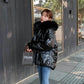 Winter Women's Cotton-padded Jacket Short Section Thickened Big Fur Collar for Girls Shiny Cotton-padded Jacket Warm Jacket