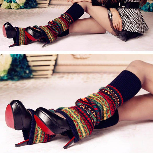 Ethnic White Socks Autumn and Winter Piles Piles Socks Korean Edition Tide Socks  Leg Warmers
