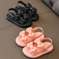 Summer Girls' Solid Color Sandals Non-slip Soft Bottom Middle and Small Children's Student Princess Shoes Open Toe Baby Beach Sandals