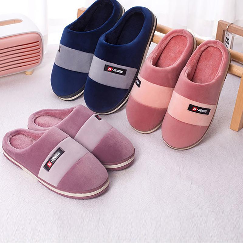 Winter Women's Indoor Cotton Slippers Thick-soled Non-slip Home Household Couple Slippers Men's Warm and Thick Plush Slippers