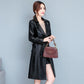 Women's Sheepskin Leather Jacket Long Slim Lapel Large Size Leather Trench Coat Autumn Winter Suede Jackets Ladies