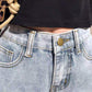 WTEMPO Women Loose  Solid Color Ripped Denim Shorts Spring and Summer Wide Leg A-line Thin Curled Bottom Casual Shorts