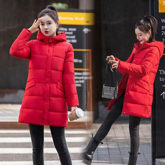 Down Cotton Padded Jacket Women's Winter Long Cotton Padded Jacket Hooded To Keep Warm and Wear Cotton Padded Jacket Women's Jacket
