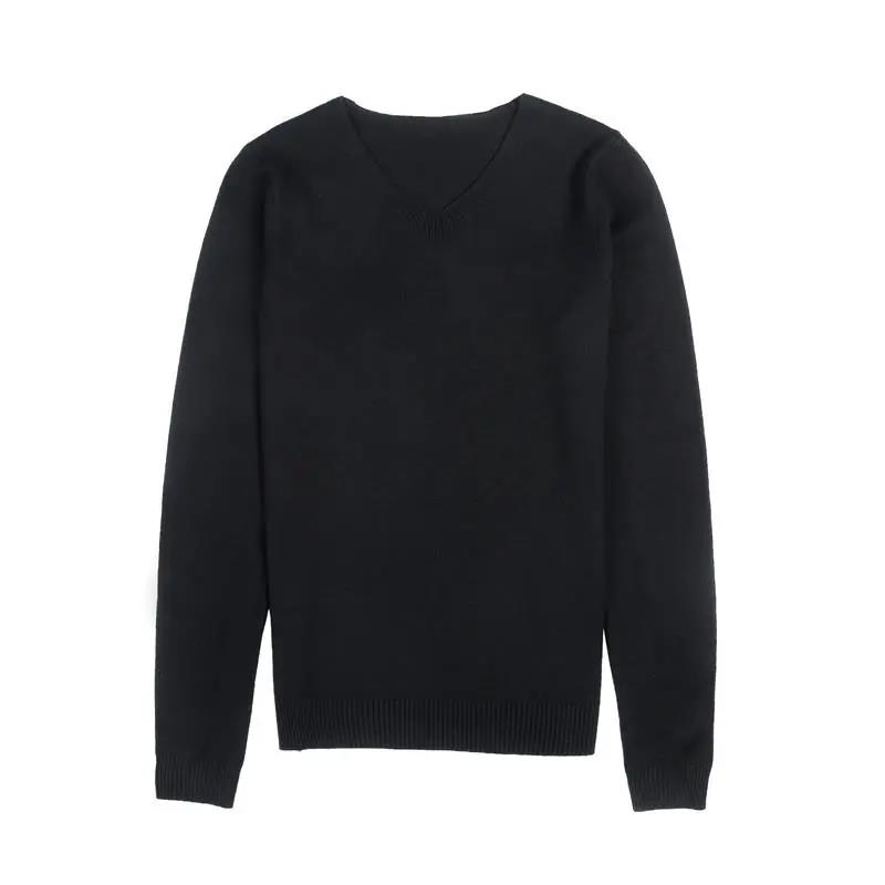 Low-neck Sweater Men's Long-sleeved Spring-autumn-winter V-neck Sweater Men's Self-cultivation All-match Solid Color Bottoming Shirt