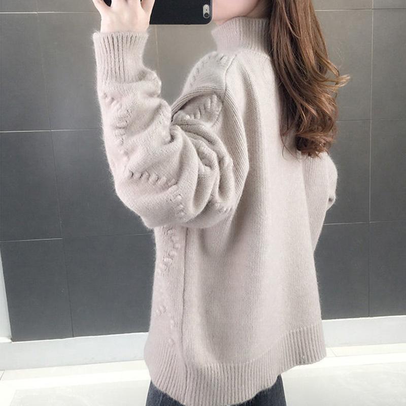 Autumn Winter Thick Sweater Women Knitted Ribbed Pullover Sweater Long Sleeve Turtleneck Jumper Soft Warm
