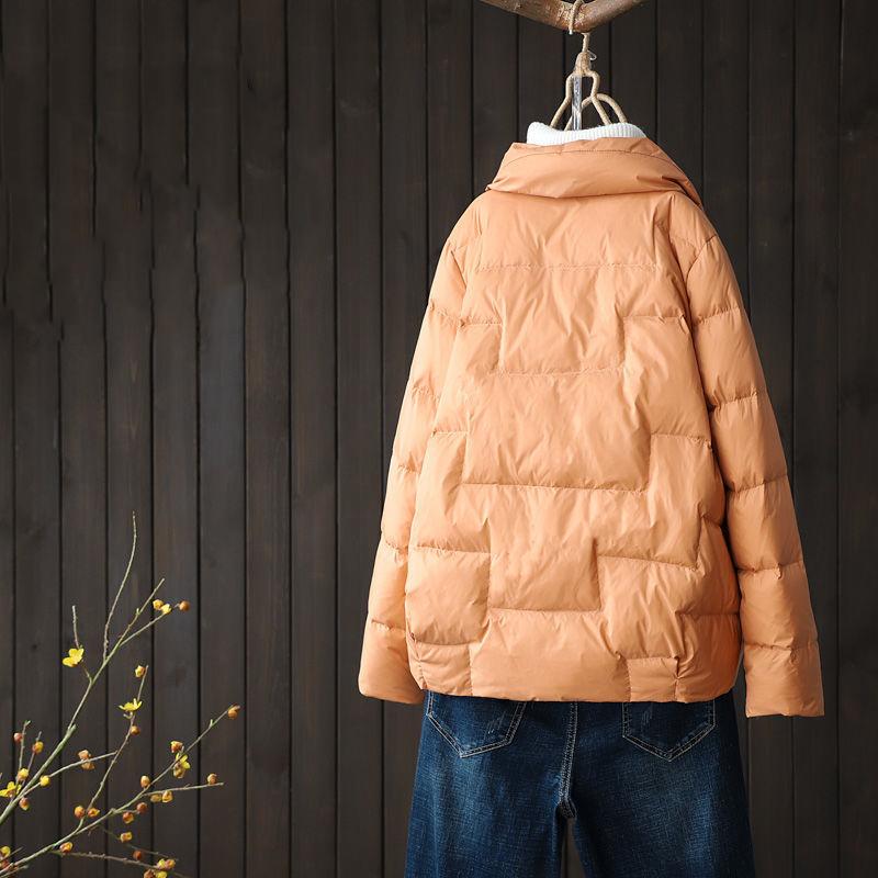 Women Sided Down Short Jacket Winter White Duck Down Coat  Breasted Warm Parkas Snow Outwear