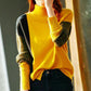 Turtleneck Color-blocking Split Sweater Women Autumn  Winter Women's Clothing Loose-fitting All-match Bottoming Sweater