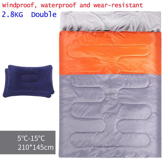 2.3/2.8kg Double Sleeping Bag Portable Envelope Sleeping Bag Pure Cotton Filling Thermal Sleeping Bag