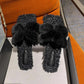Ladies Cotton Slippers Plush Slippers Fall Winter Fashion Outer Wear All-match Flat Flat Shoes