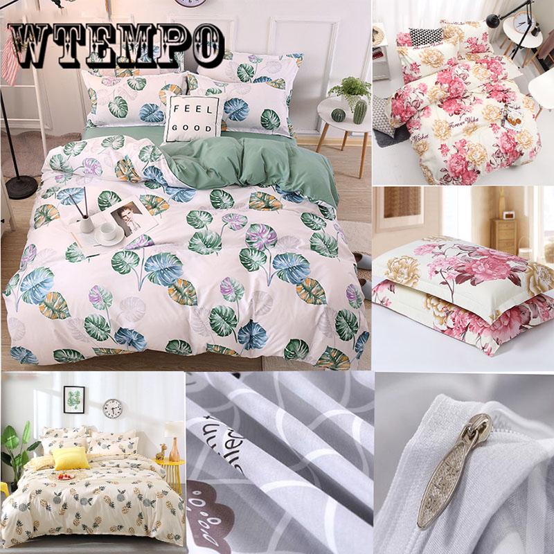 WTEMPO Soft Cotton Bedding Set Banana Leaf Duvet Cover Set Bed Linen King/Queen/Full/Double/Twin