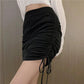 High Waist Drawstring Hip Skirt Sexy Pleated Mini Skirt Spring and Summer All-match Casual Thin Skirt