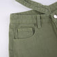 Retro High Street Pine Green Gradient Asymmetrical Sexy Leak Design Jeans Female High Waist Loose Ground Trousers