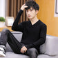 Fall/Winter Men's Lapel Sweater Fashion Personality Knitwear Pure Color Long Sleeve Youth Base Shirt