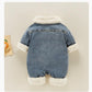 Baby Cowboy Bodysuit Autumn and Winter New Baby Handsome Cute Clothes Early Winter Plush Ha Clothes Go Out To Hold Clothes