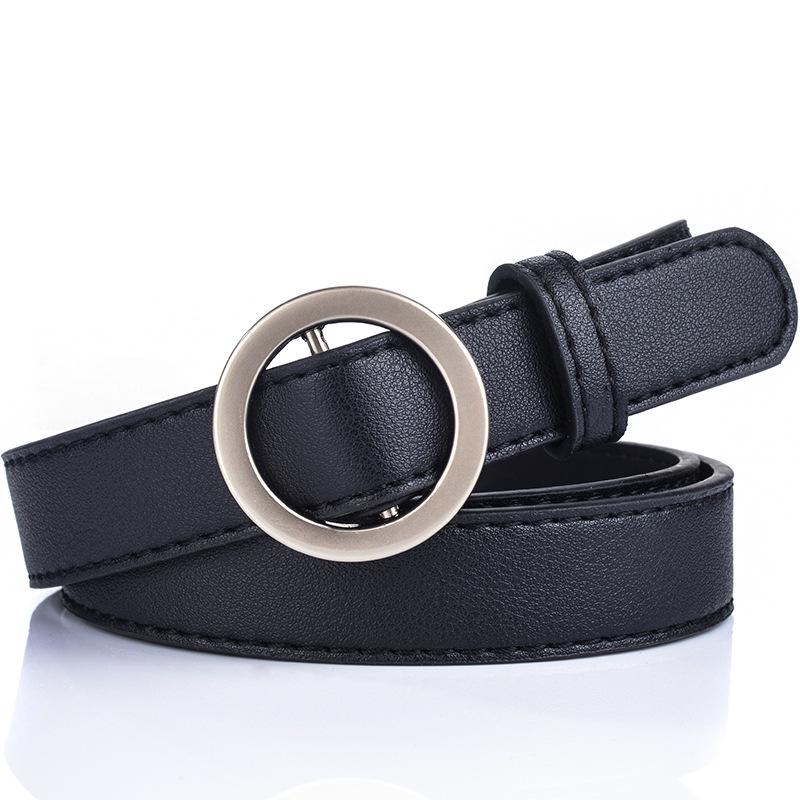 Round Alloy Belt with Black Simple and Easy To Match with Dirt-resistant and Wear-resistant Thin Belt