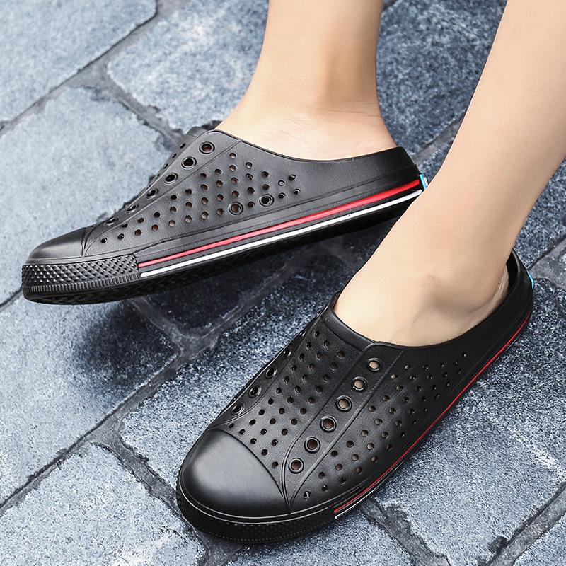 Summer Beach Shoes New Fashion Couple Hole Shoes Soft Bottom Slippers Outdoor Hollow One Word