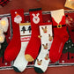 Five Pairs of Red Christmas Socks Long Tube All-match Cute Cartoon Cotton Socks