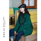 Stitching Long-sleeved Jacket Women's 2022 Spring and Autumn Korean Version Retro Loose All-match Thin Green Corduroy Short Jacket