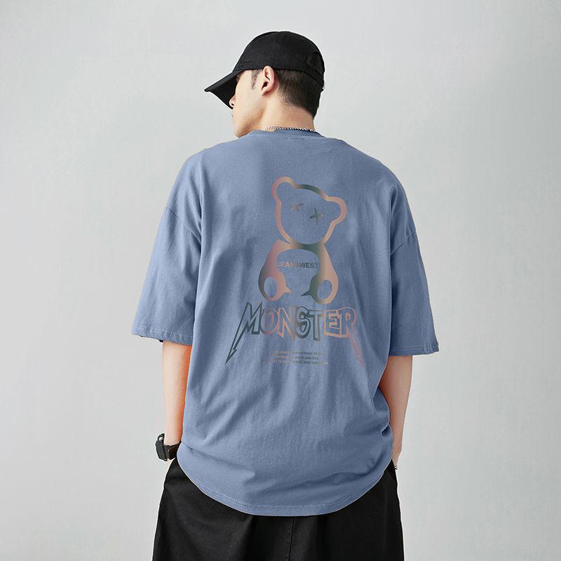Short-sleeved T-shirt Men's New Loose All-match Cotton Casual Round Neck Cartoon Printed Sports Compassionate Shirt