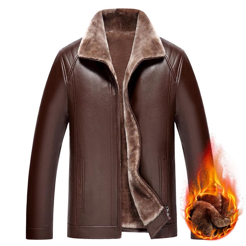 Men's plus size leather jacket autumn and winter men's jacket plus velvet thick leather jacket