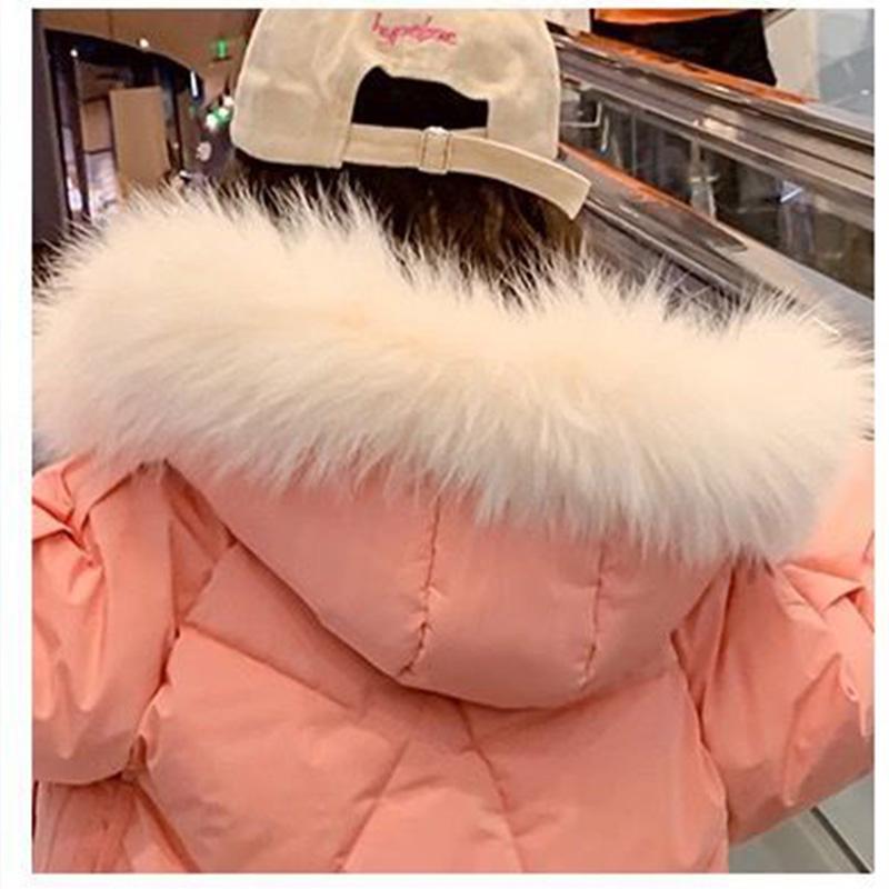 Girls' Cotton-padded Jacket Winter Korean Version of The Big Boy Girl's Western Style Cotton-padded Jacket Mid-length Hooded Down Jackets