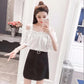 Women's Suspenders Short-sleeved White Blouse Small Shirt One-line Collar Off-the-shoulder Chiffon Shirt Bottoming Shirt Ladies Sweet Style Shirt