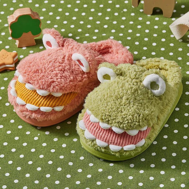 Cotton Slippers Indoor Anti-skid Wool Children's Cotton Shoes Bag Heel Home Shoes In Winter A Family of Three