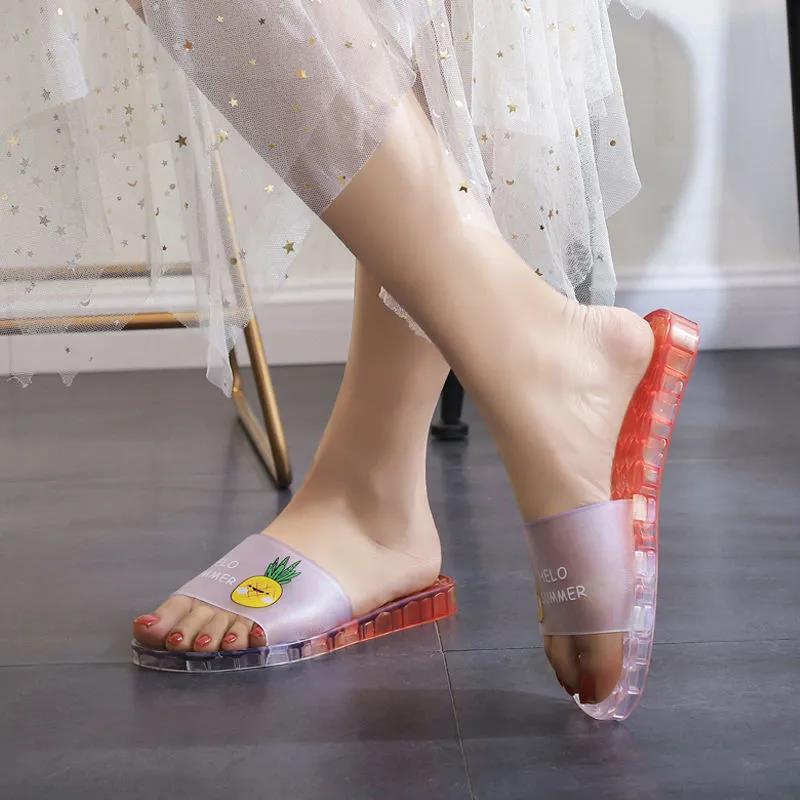 Crystal Slippers Women's Fashion Home Summer Outing Transparent Non-slip Deodorant Korean Student Women's Drag Sandals Bathroom