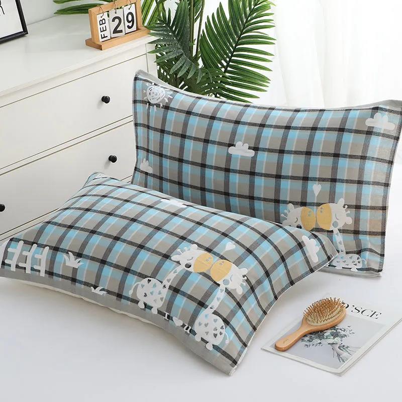 Simple Style Cotton Gauze Pillow Towel Large Pair High-end Adult Thickened Couples Non-shedding Non-fading Pillow Towel