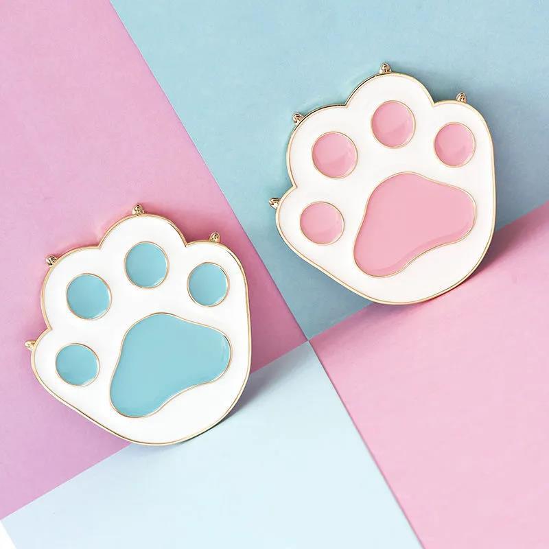 Cat Paw Mini Makeup Mirror Alloy Holiday Gift Women Girl Portable HD Makeup Mirror Irregular Shape