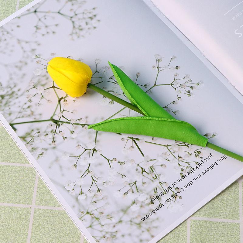 Tulip Simulation Flowers Living Room Table Furnishings Home Arrangement Decorative Flowers Wedding Natural Tulip Latex PU