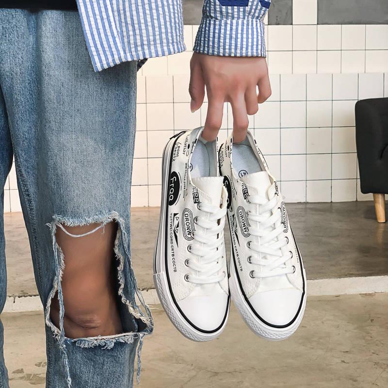 Men's Shoes Sneakers Fashion Canvas Doodle Casual Shoes Men's Lace-up Flats Multicolor Shoes
