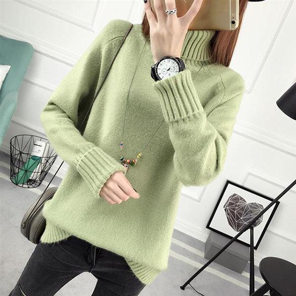 Autumn and Winter Women's Sweaters Female Students Short High-necked Loose Korean Version of Wild Long-sleeved Bottoming Shirt