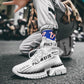 Fashion High-top Breathable Flying Woven Socks, Spring and Autumn Thick-soled Martin Men's Shoes
