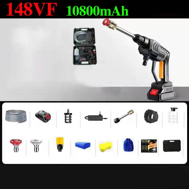 148VF Luxury Lithium Battery High Pressure Water Gun Set Car Washer Handheld Garden Sprinkler with Toolbox